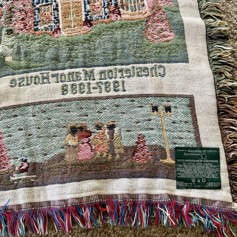 Vintage Heritage Village Collection Christmas Holiday Village Woven Throw Afghan